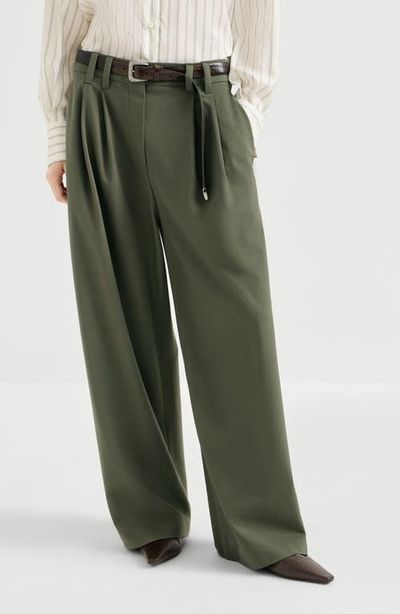 Brunello Cucinelli Brunello Cucinelli Tropical luxury wool tailored trousers with monili
