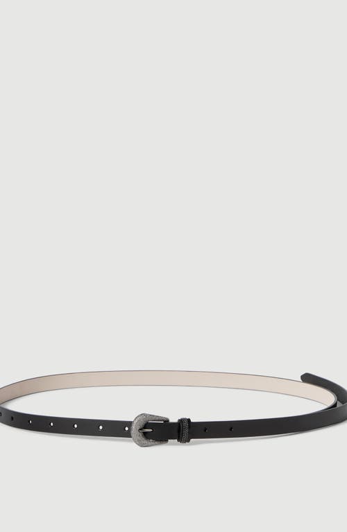 Brunello Cucinelli Brunello Cucinelli Vintage-effect leather belt with shimmering buckle and shiny loop