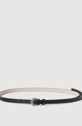 Brunello Cucinelli Brunello Cucinelli Vintage-effect leather belt with shimmering buckle and shiny loop