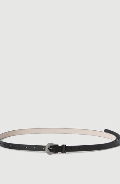 Brunello Cucinelli Brunello Cucinelli Vintage-effect leather belt with shimmering buckle and shiny loop