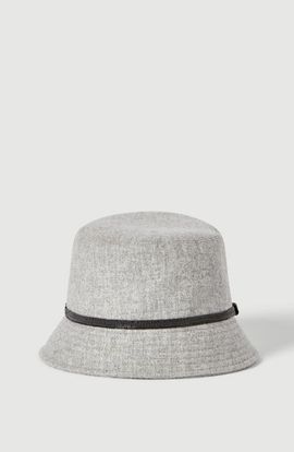 Brunello Cucinelli Brunello Cucinelli Virgin wool and cashmere flannel bucket hat with shiny band