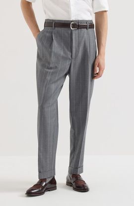 Brunello Cucinelli Brunello Cucinelli Virgin wool chalk stripe trousers with double pleats