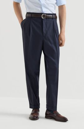 Brunello Cucinelli Brunello Cucinelli Virgin wool chevron trousers with double pleats