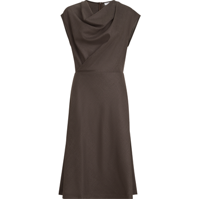 Brunello Cucinelli Brunello Cucinelli Virgin wool diagonal flannel wrap-effect dress with monili