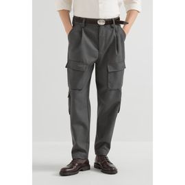 Brunello Cucinelli Brunello Cucinelli Virgin wool diagonal multipocket cargo trousers
