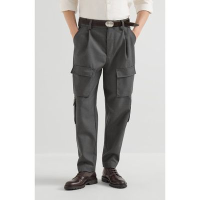 Brunello Cucinelli Brunello Cucinelli Virgin wool diagonal multipocket cargo trousers