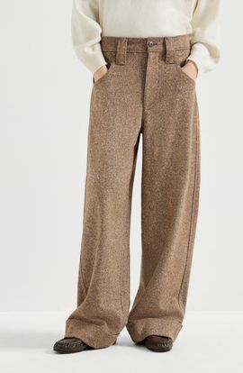 Brunello Cucinelli Brunello Cucinelli Virgin wool donegal baggy five-pocket trousers with monili