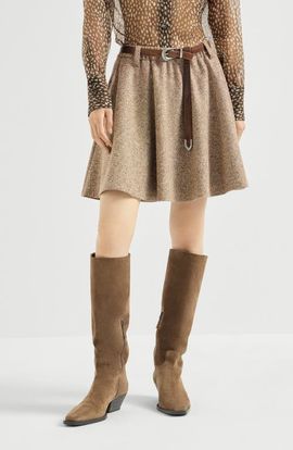 Brunello Cucinelli Brunello Cucinelli Virgin wool donegal mini circle skirt with monili