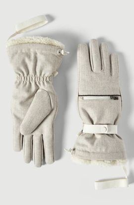 Brunello Cucinelli Brunello Cucinelli Virgin wool flannel mountain gloves with shearling