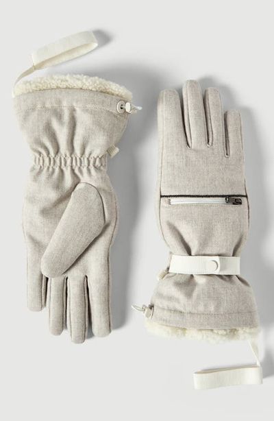 Brunello Cucinelli Brunello Cucinelli Virgin wool flannel mountain gloves with shearling