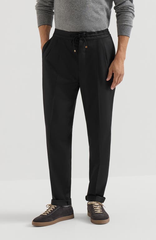 Brunello Cucinelli Brunello Cucinelli Virgin wool flannel trousers with drawstring and double pleats