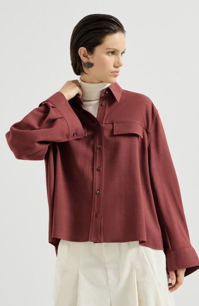 Brunello Cucinelli Brunello Cucinelli Virgin wool fluid twill cropped shirt