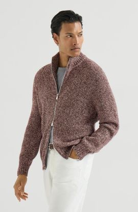 Brunello Cucinelli Brunello Cucinelli Virgin wool, silk and cashmere chiné cardigan with zipper