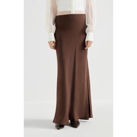 Brunello Cucinelli Brunello Cucinelli Viscose and linen twill fluid bias-cut skirt