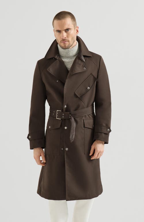 Brunello Cucinelli Brunello Cucinelli Water-resistant microfiber motorcyle trench with nappa leather