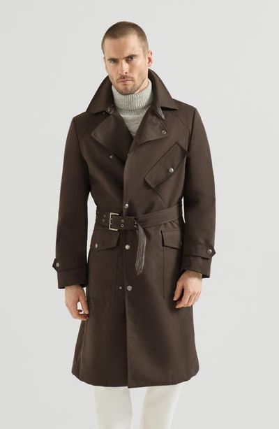 Brunello Cucinelli Brunello Cucinelli Water-resistant microfiber motorcyle trench with nappa leather