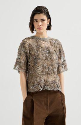 Brunello Cucinelli Brunello Cucinelli Whispering bloom embroidery knit t-shirt