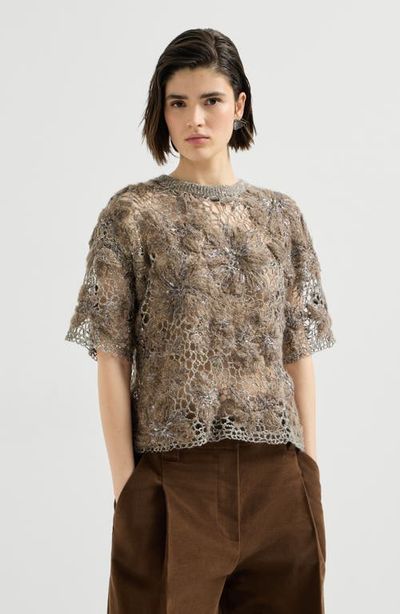 Brunello Cucinelli Brunello Cucinelli Whispering bloom embroidery knit t-shirt