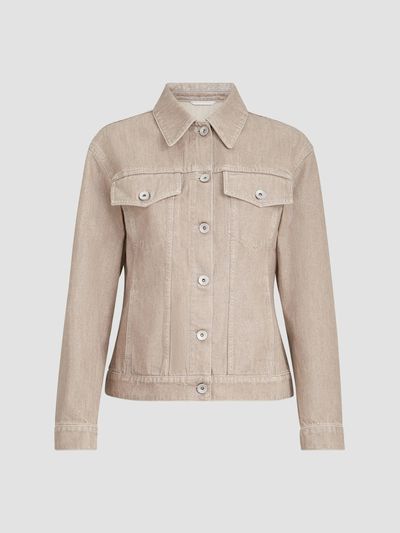 Brunello Cucinelli Brunello Cucinelli Women's Beige Lamé Denim Four-pocket Outerwear Jacket
