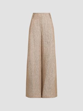 Brunello Cucinelli Brunello Cucinelli Women's Linen Denim Pleated A-line Trousers