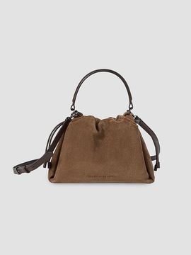 Brunello Cucinelli Brunello Cucinelli Women's Mellow Small Bucket Bag in Suede with Monili