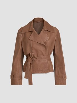 Brunello Cucinelli Brunello Cucinelli Women's Vintage Nappa Leather Cropped Trench with Monili