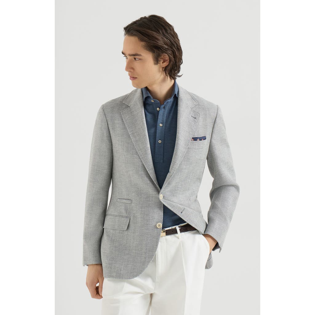 Brunello Cucinelli Brunello Cucinelli Wool, alpaca and silk chevron deconstructed blazer