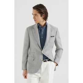 Brunello Cucinelli Brunello Cucinelli Wool, alpaca and silk chevron deconstructed blazer