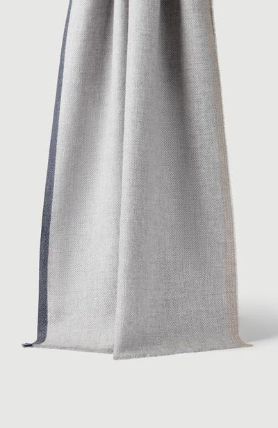 Brunello Cucinelli Brunello Cucinelli Wool and cashmere diagonal scarf with striped edge