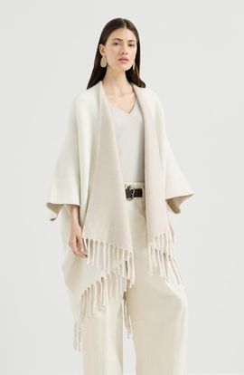 Brunello Cucinelli Brunello Cucinelli Wool and cashmere double knit reversible poncho