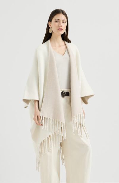 Brunello Cucinelli Brunello Cucinelli Wool and cashmere double knit reversible poncho