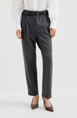Brunello Cucinelli Brunello Cucinelli Wool flannel baggy trousers with monili