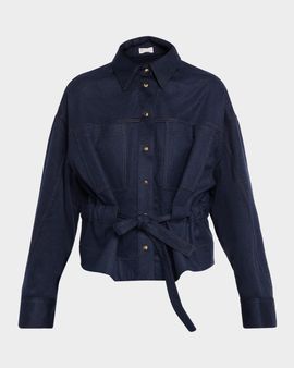 Brunello Cucinelli Brushed Wool Belted Shirt Jacket