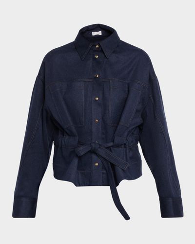 Brunello Cucinelli Brushed Wool Belted Shirt Jacket