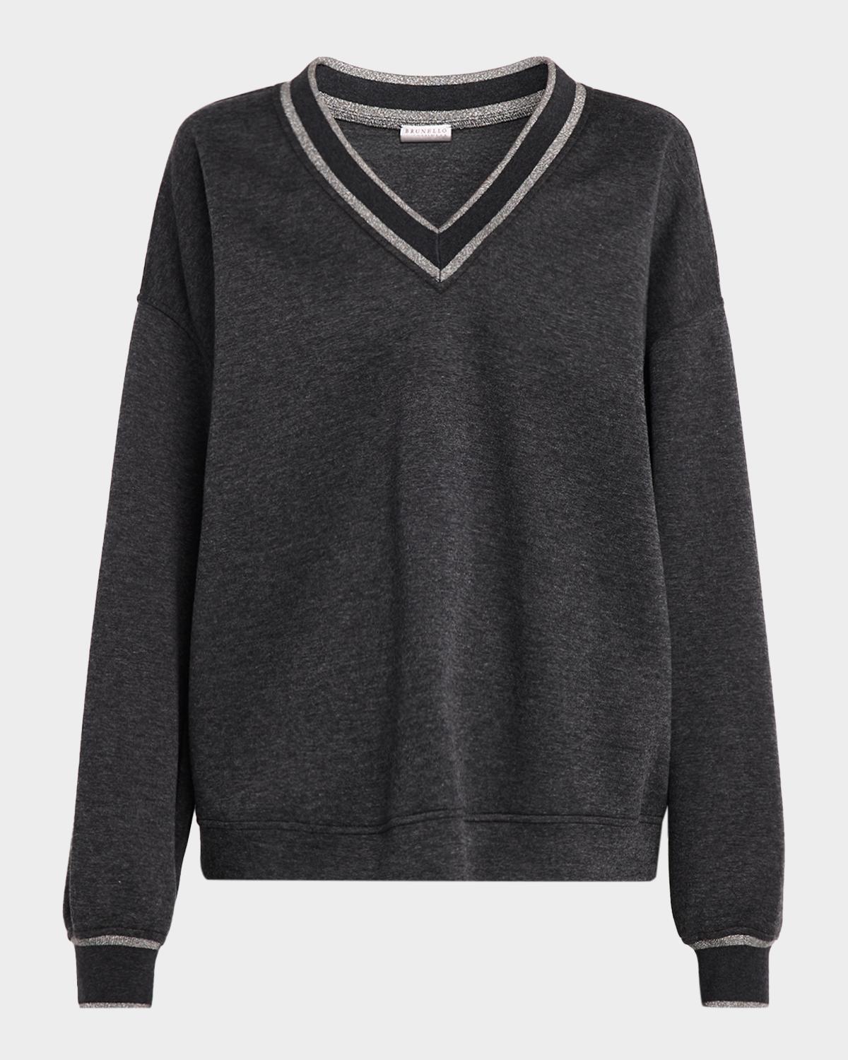 Brunello Cucinelli Cashmere-Cotton V-Neck Sweater