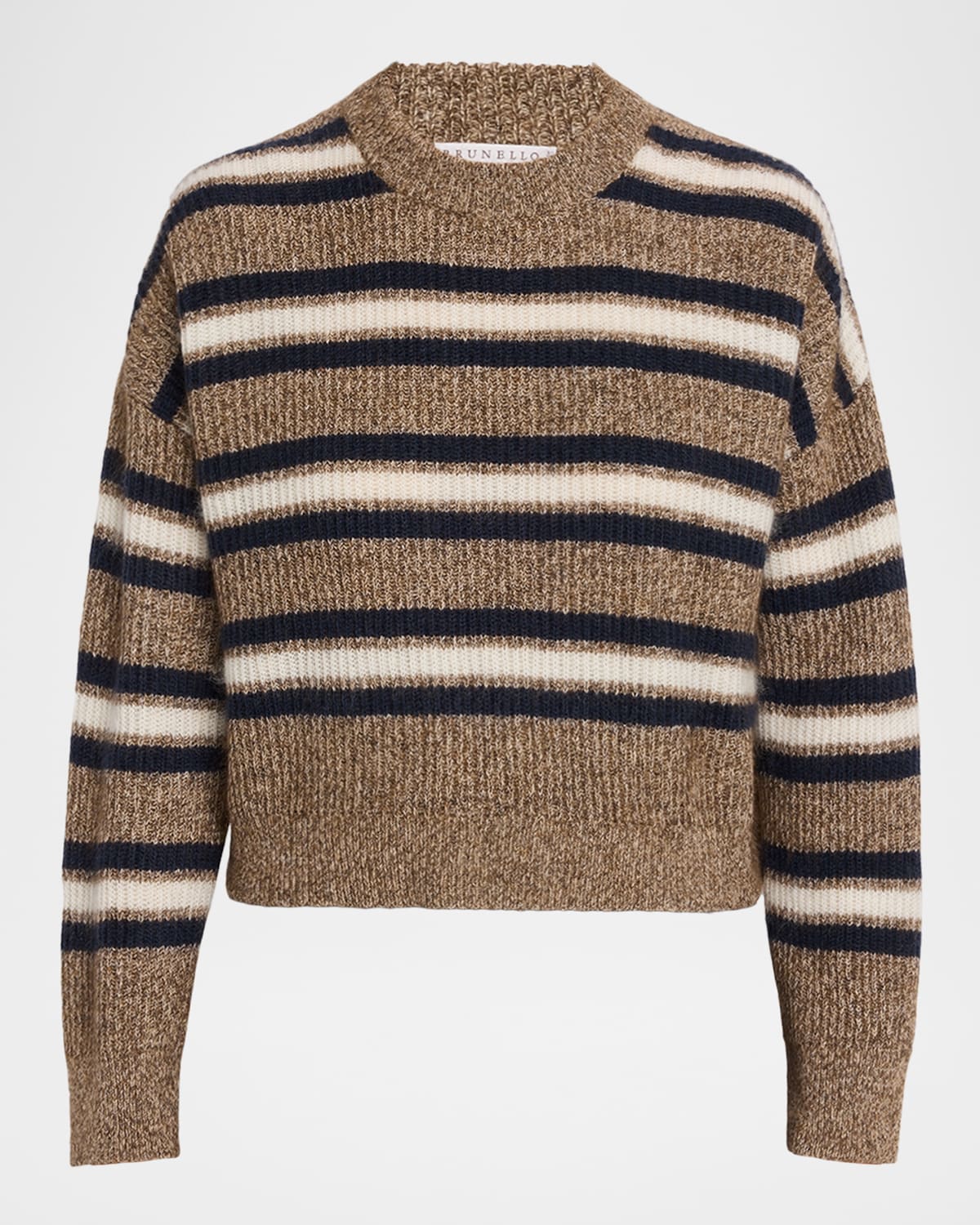 Brunello Cucinelli Cashmere-Mohair Striped Sweater
