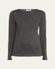 Brunello Cucinelli Cashmere-Silk Lurex Long-Sleeve Top - 1