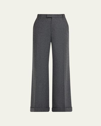 Brunello Cucinelli Cashmere-Wool Wide-Legs Trousers