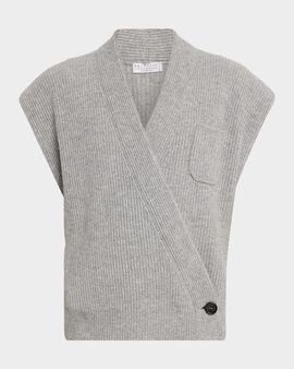 Brunello Cucinelli Cashmere Rib Wrap Vest