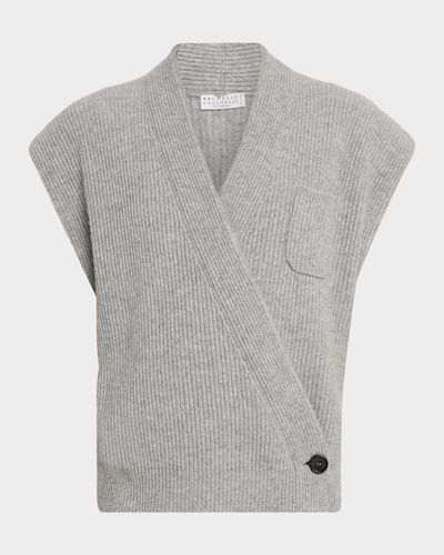 Brunello Cucinelli Cashmere Rib Wrap Vest