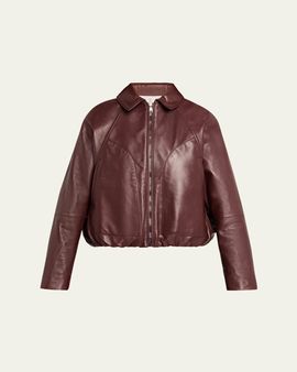 Brunello Cucinelli Collared Zip-Up Leather Jacket
