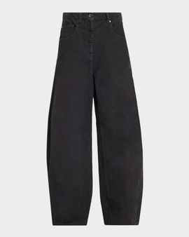 Brunello Cucinelli Corduroy Wide Barrel-Leg Pants