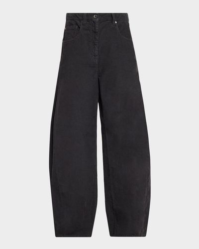 Brunello Cucinelli Corduroy Wide Barrel-Leg Pants
