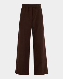 Brunello Cucinelli Cotton-Stretch Jersey Loose Wide-Leg Track Trousers