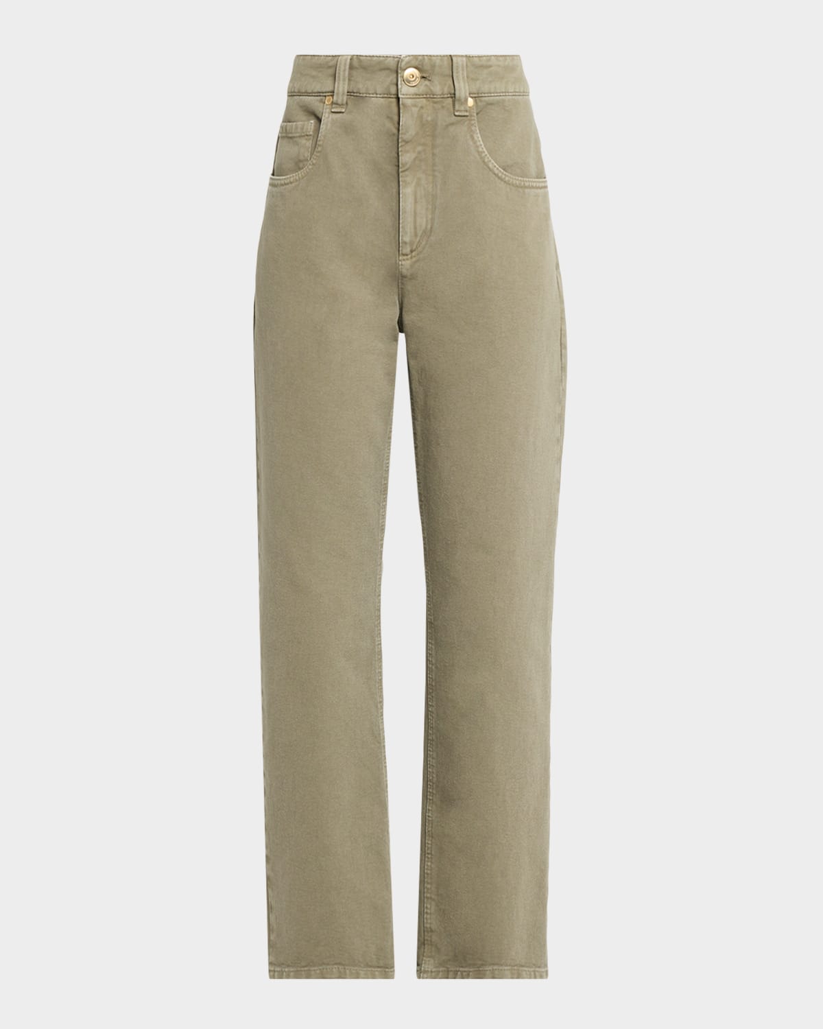 Brunello Cucinelli Cotton Bull Retro Straight-Leg Ankle Pants