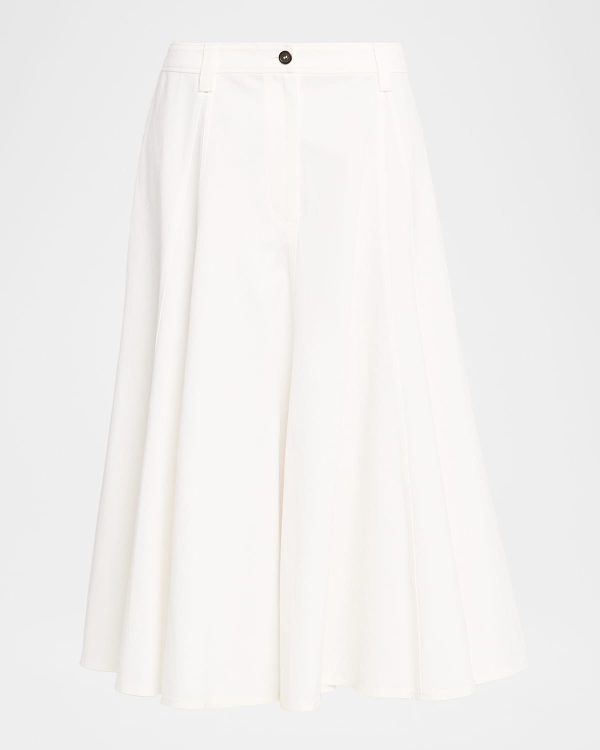 Brunello Cucinelli Cotton Paper Twill Midi Flare Skirt