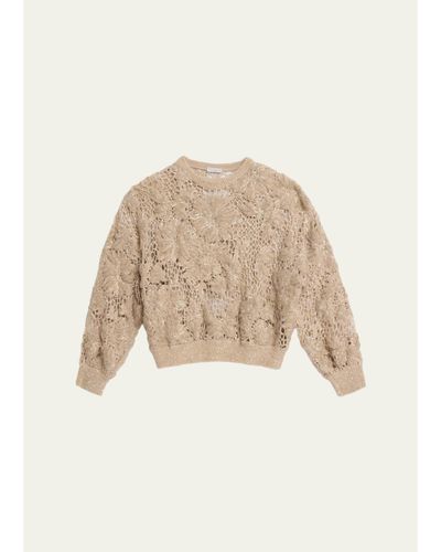 Brunello Cucinelli Couture Mohair Floral and Sequin Sweater