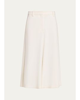Brunello Cucinelli Couture Wool Gabardine A-Line Midi Skirt