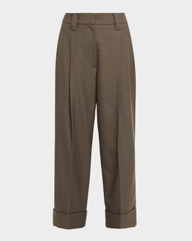 Brunello Cucinelli Couture Wool Twill Cuffed Pants