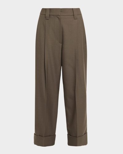 Brunello Cucinelli Couture Wool Twill Cuffed Pants